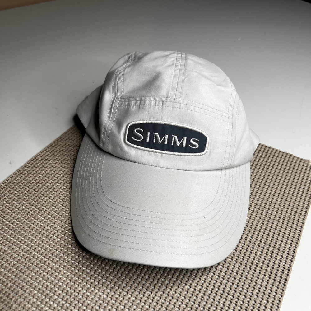 Simms Fishing Products 5 Panel Hat Gray Adjustable Strapback Fishing Cap
